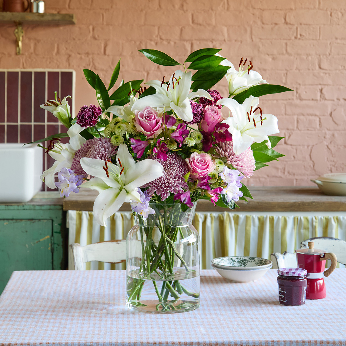 Flower bouquet with lilies & chrysanthemums | Send flowers online | Murmurations | size: showstopper image