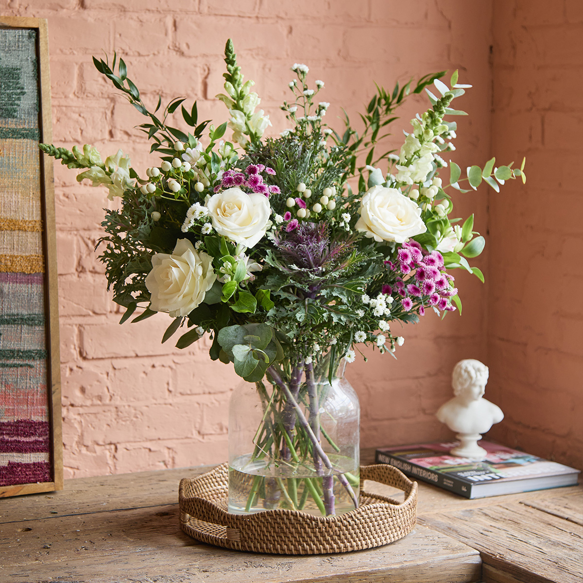Flower bouquet with brassica & eucalyptus | Send flowers online | Velvet Sky  | size: showstopper image