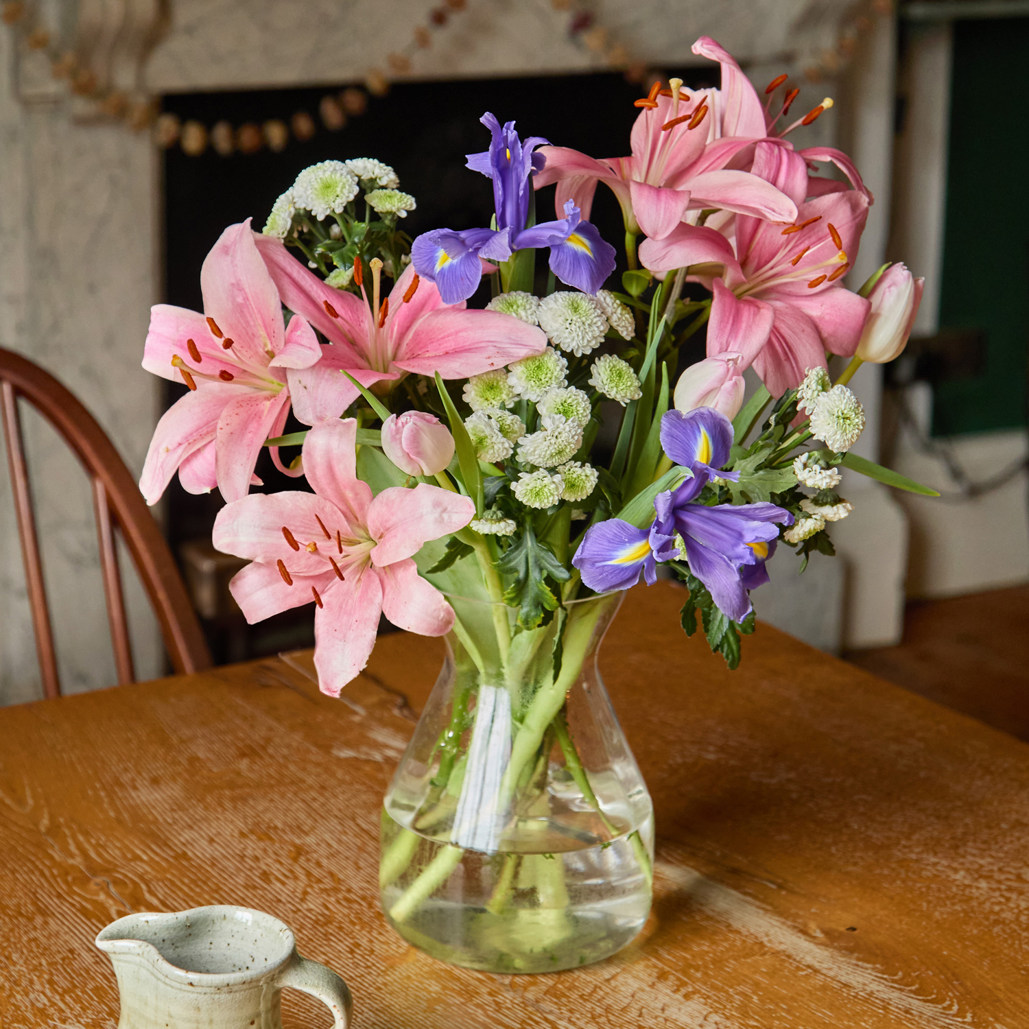 Easter flower bouquet with lilies & irises | Send flowers online | Cerise Fizz | size: letterbox, photo 2