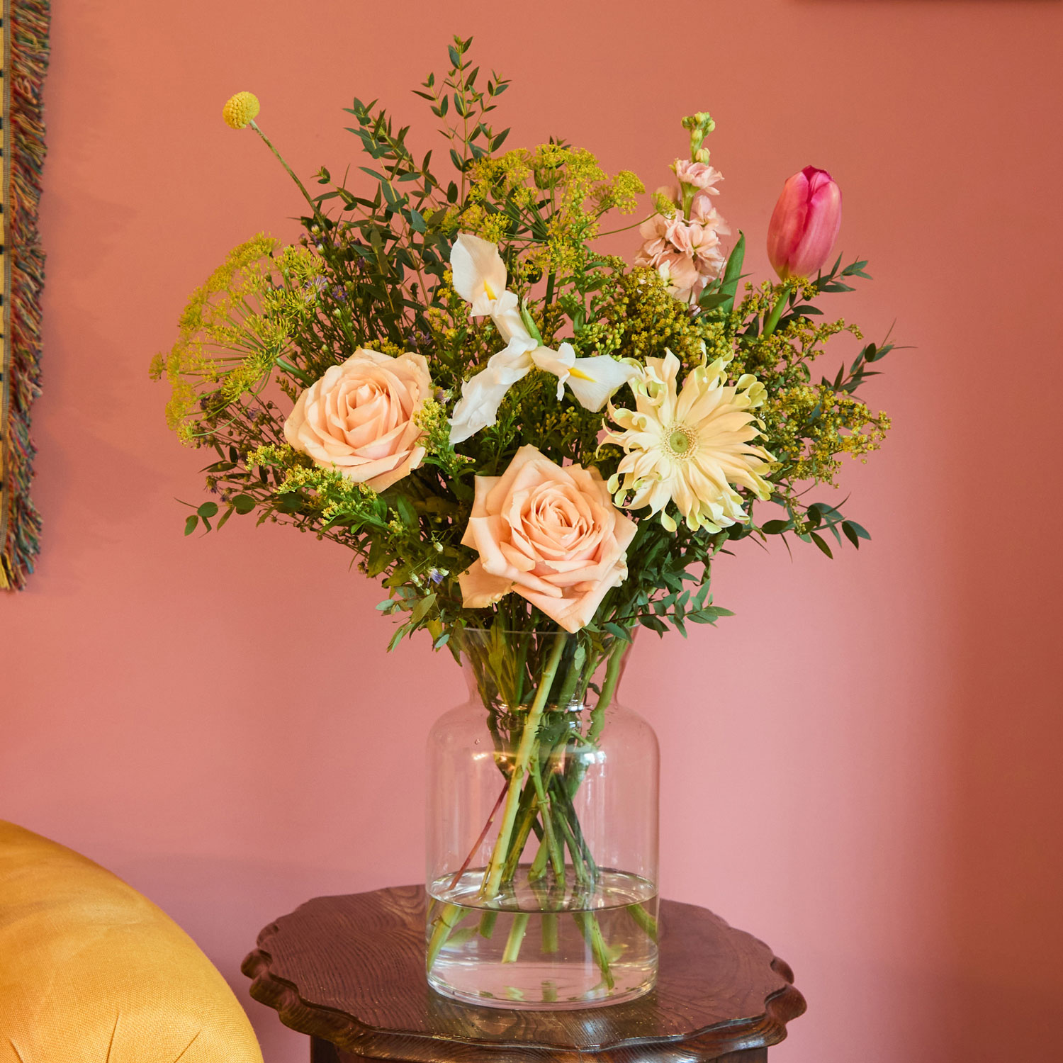Easter flower bouquet with craspedia & gerbera | Send flowers online | Frosted Lime | size: classic, photo 2