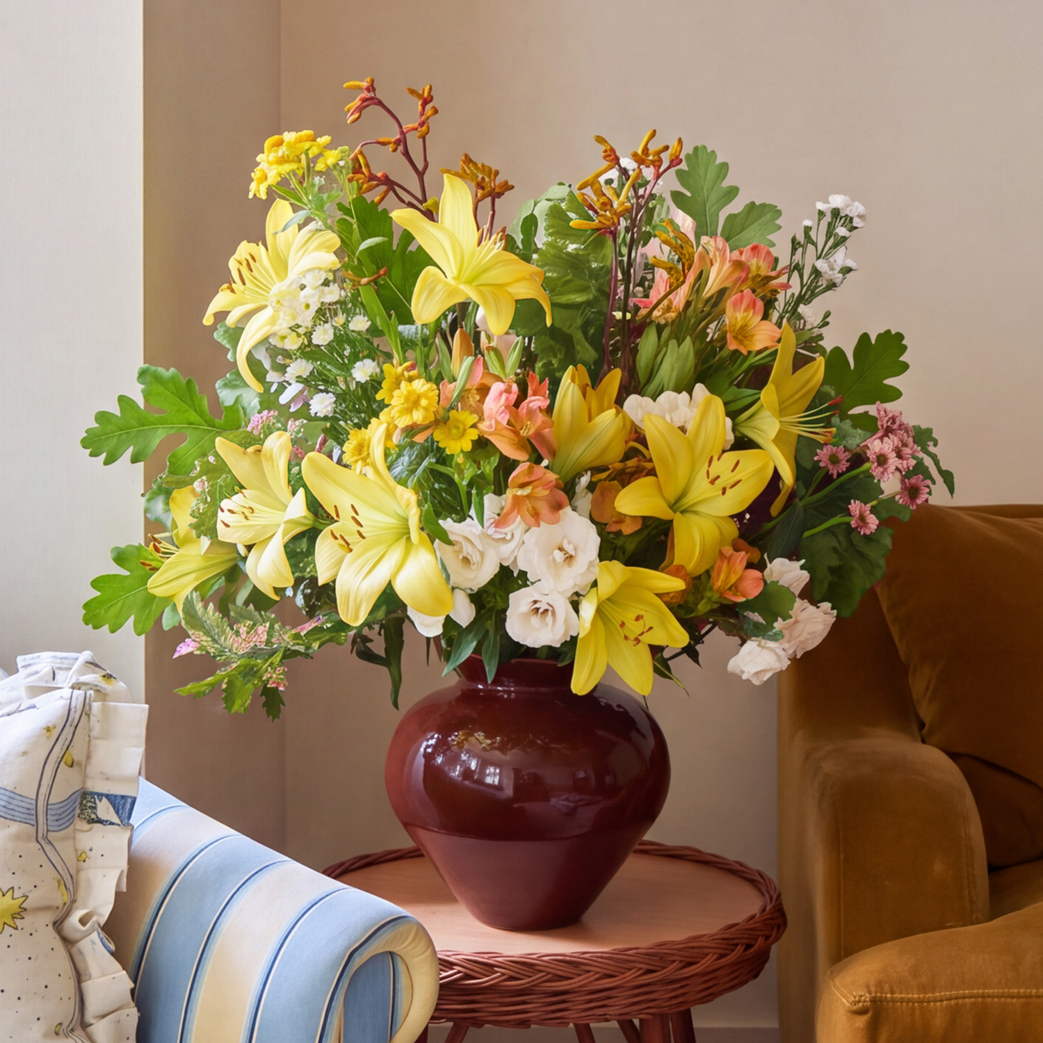 Anniversary Flower bouquet with roses & lilies | Send flowers online | Autumn Embers | size: showstopper, photo 2