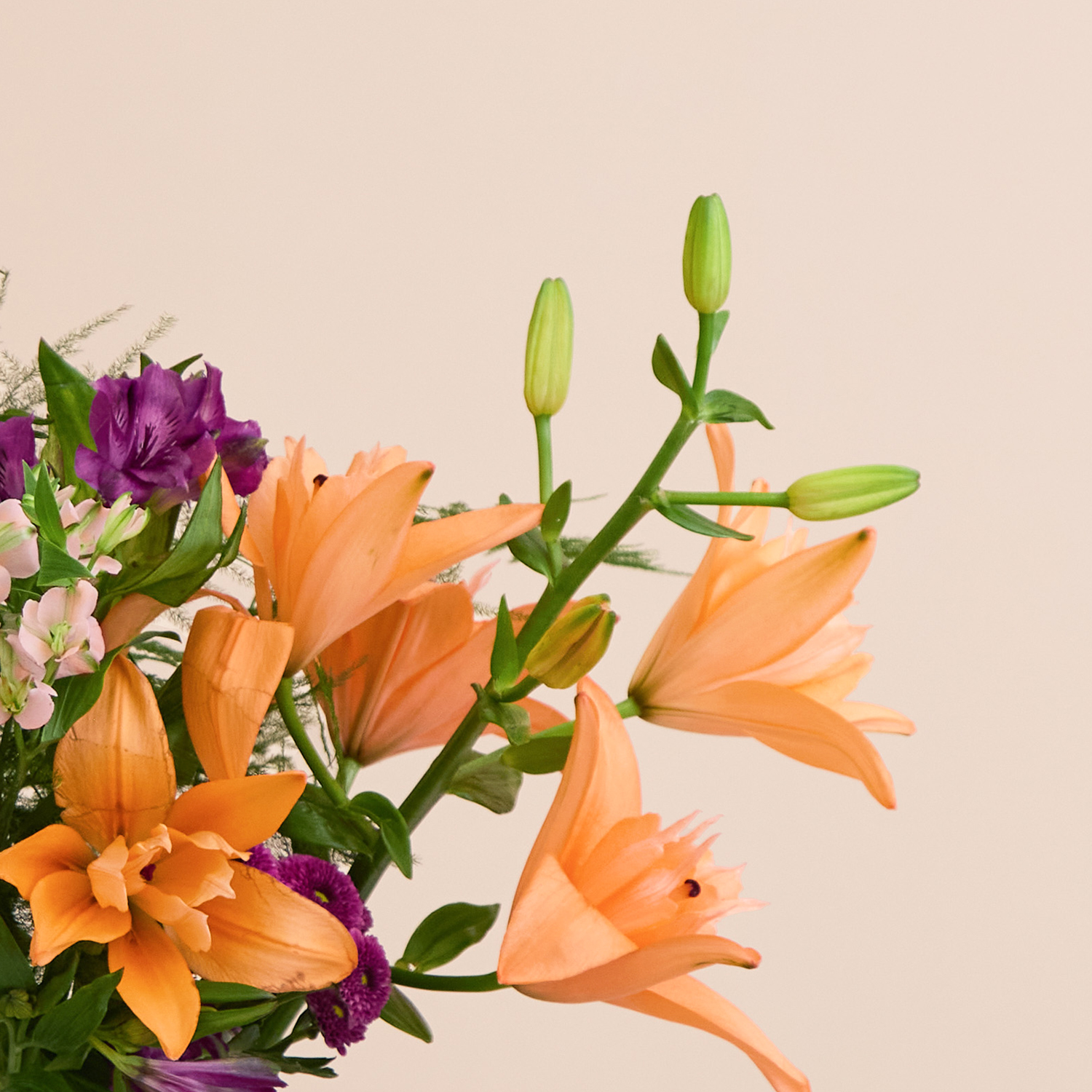 Anniversary Flower bouquet with lilies & santinis | Send flowers online | Campfire Glow | size: letterbox, photo 2