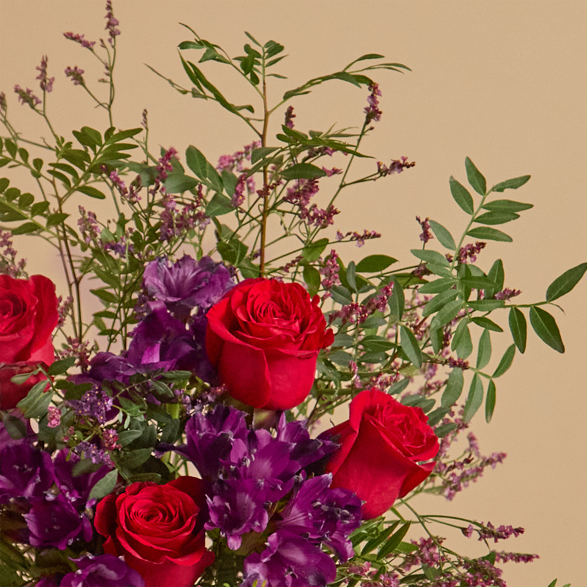 Red roses, alstroemeria & green pistache | Valentine's flower bouquets | Love Story | Special edition, photo 3