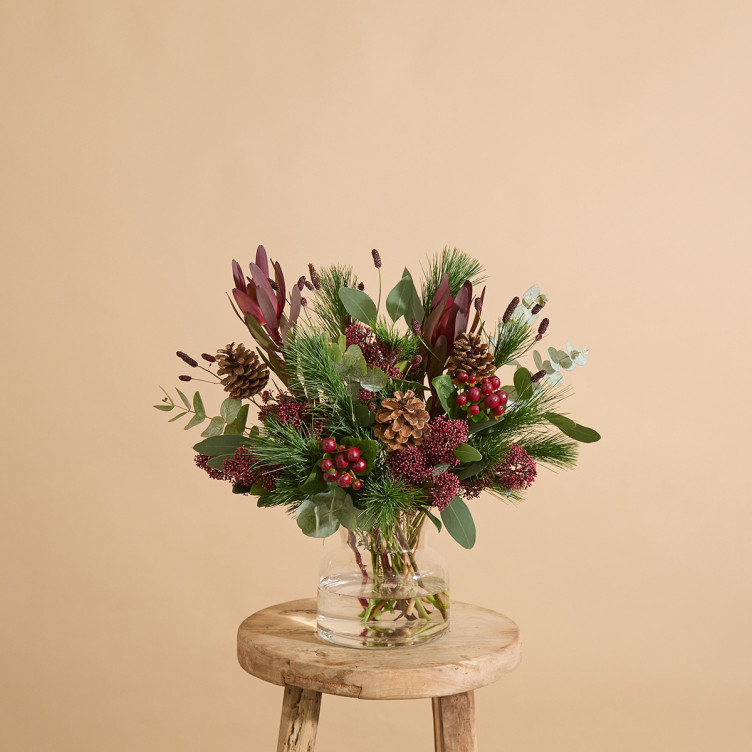 Christmas flower bouquet with pine, berried hypericum & eucalyptus | Send flowers online | Berried Beauty image