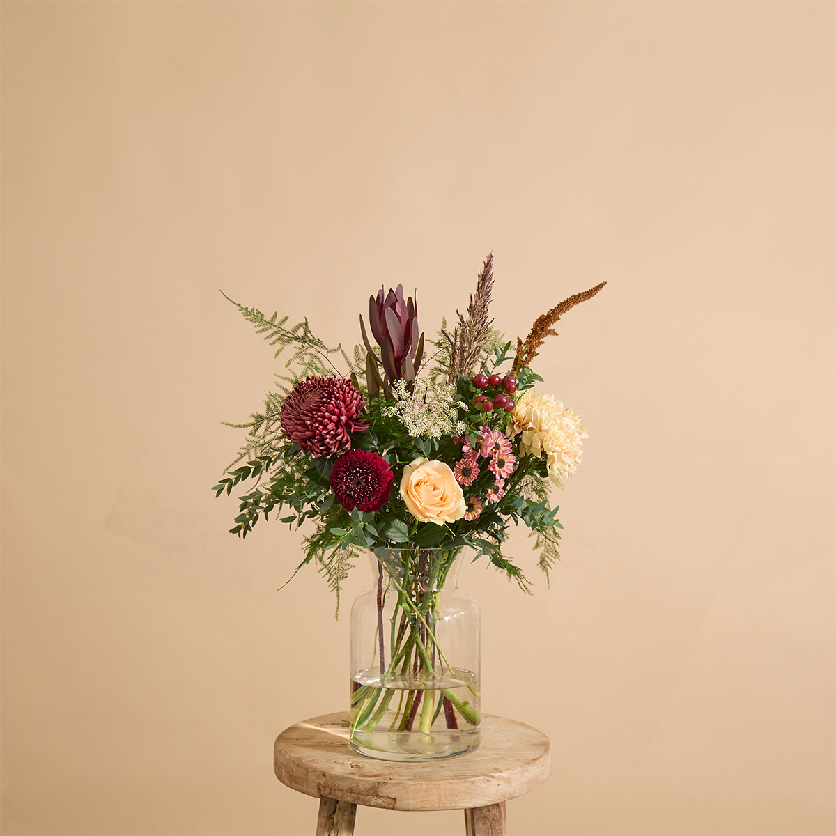 Next Day Flower bouquet with celosia & chrysanthemum | Send flowers online | Burgundy Belle image